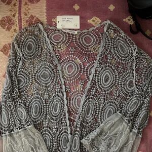 Gray Lace Kimono Top